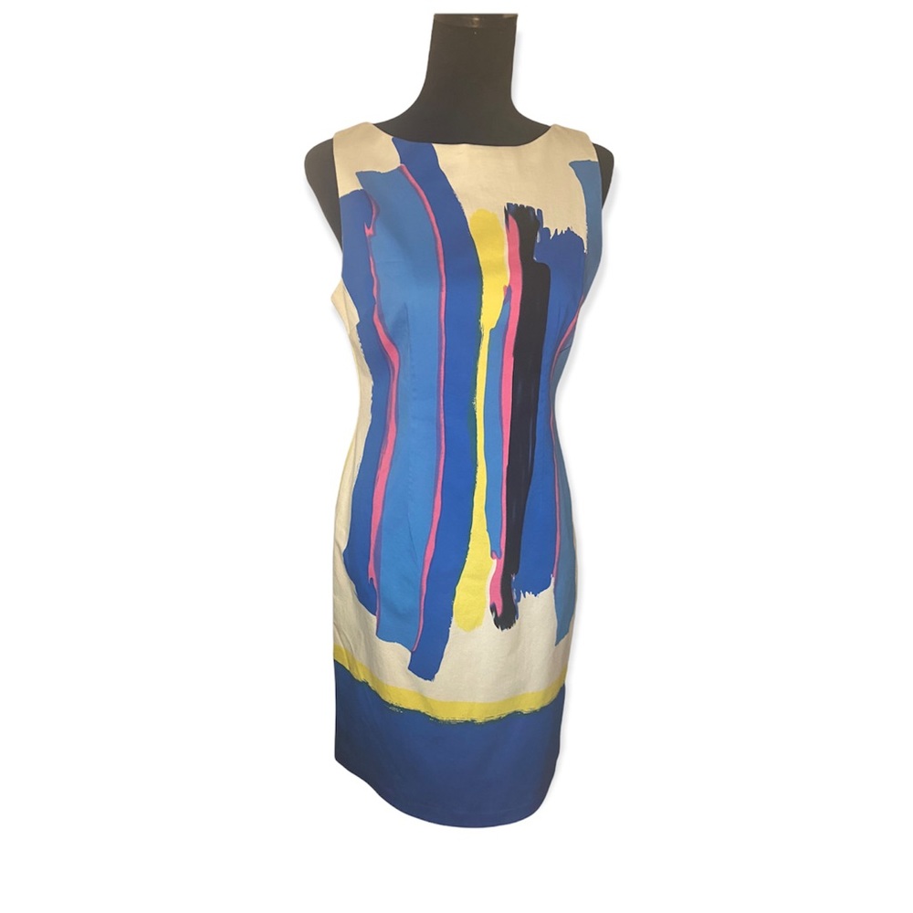Vintage Leslie Fay Paint Stroke Sheath Dress